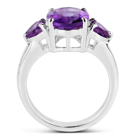 4.06 Carat Genuine Amethyst .925 Sterling Silver Ring
