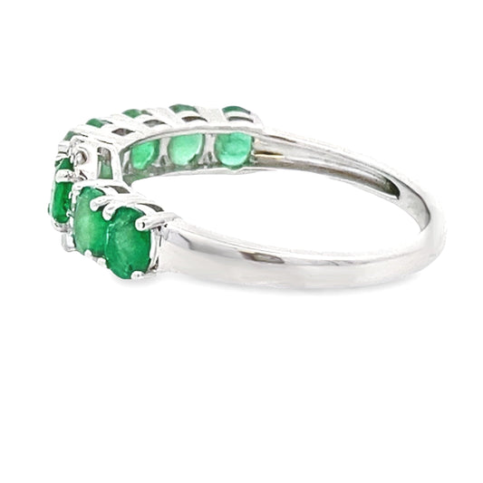 Anillos de banda de moda de diamantes esmeralda de oro blanco de 14 KT