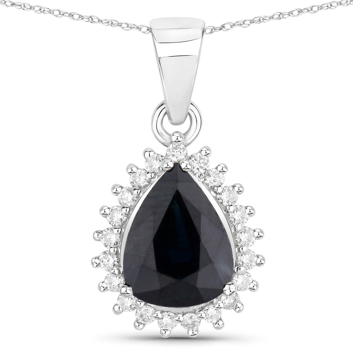 Colgante de oro blanco de 14K con zafiro azul genuino de 2,09 quilates y diamantes blancos