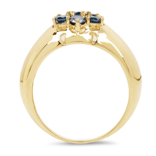 Anillo de plata esterlina .925 de 0.98 quilates con diamante azul auténtico, chapado en oro amarillo de 14K