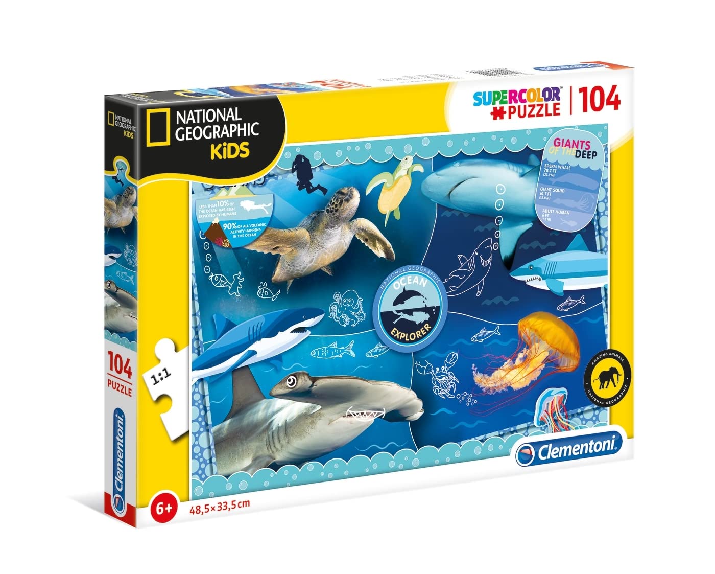 Clementoni, National Geographic Kids, Ocean Explorer, Puzzle, Unisex, 6+ years, 104