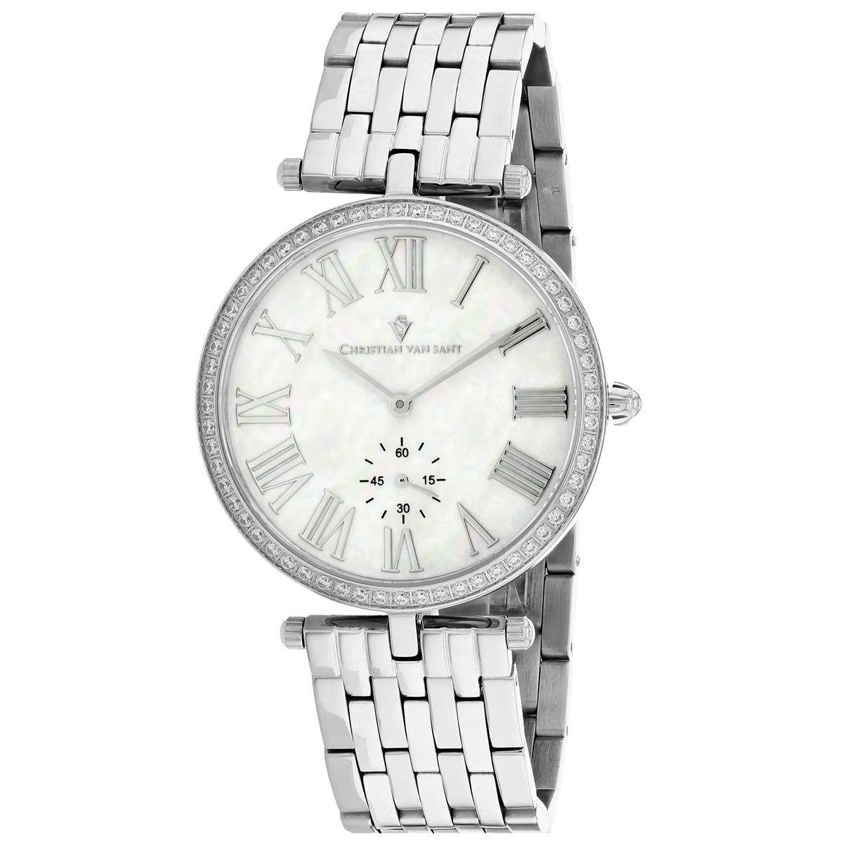 Christian Van Sant Women's Hush Watch 36mm Mother of pearl Dial Silver Bracelet (Ref. CV0290)