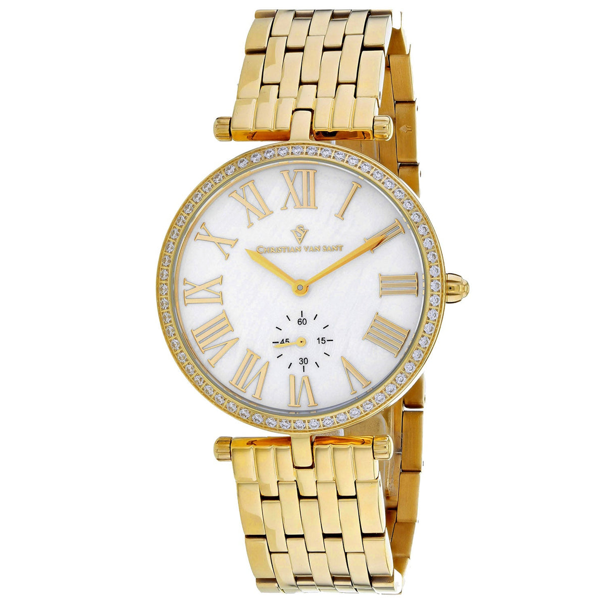 Christian Van Sant Women's Hush Watch 36mm Mother of pearl Dial Gold Bracelet