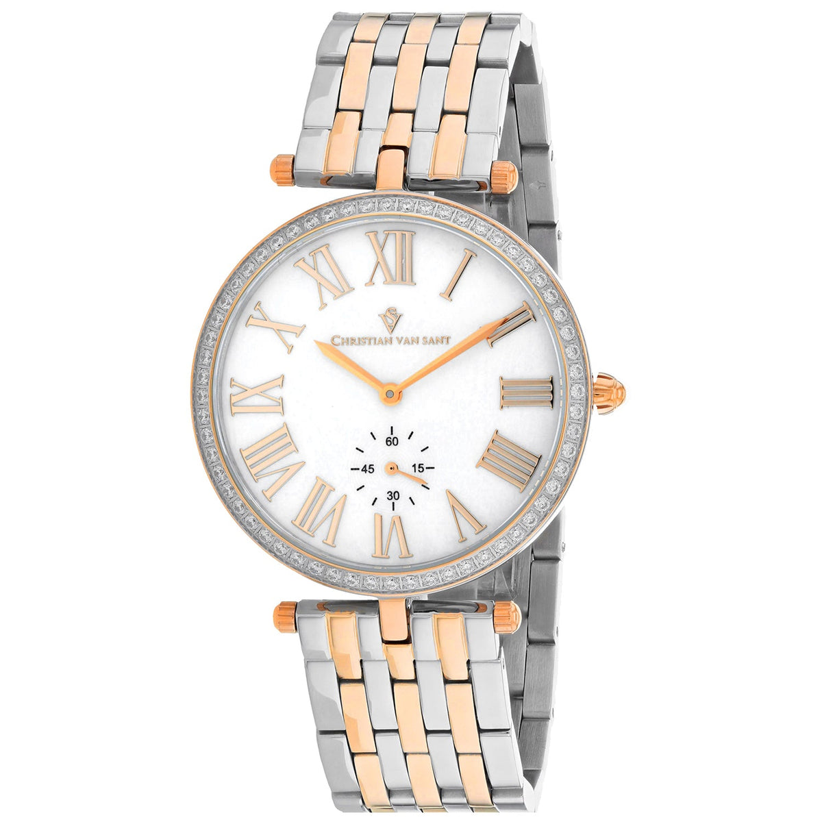 Christian Van Sant Women's Hush Watch 36mm Mother of pearl Dial Two tone Bracelet (Ref. CV0297)