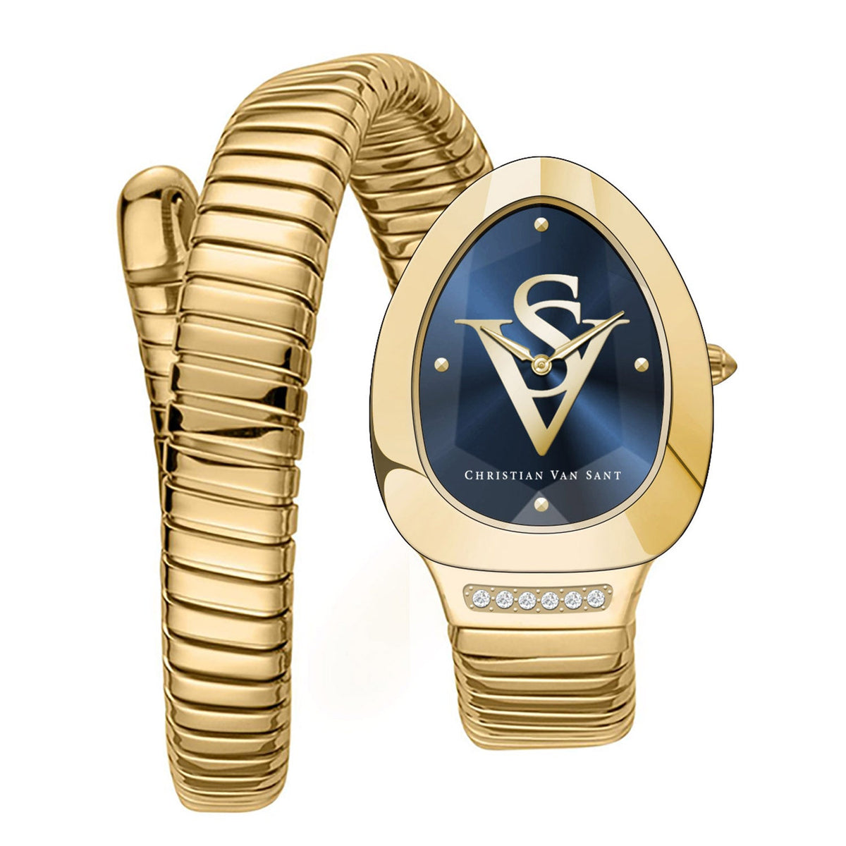 Christian Van Sant Women's Naga Watch 22mm Blue Dial Gold Bracelet