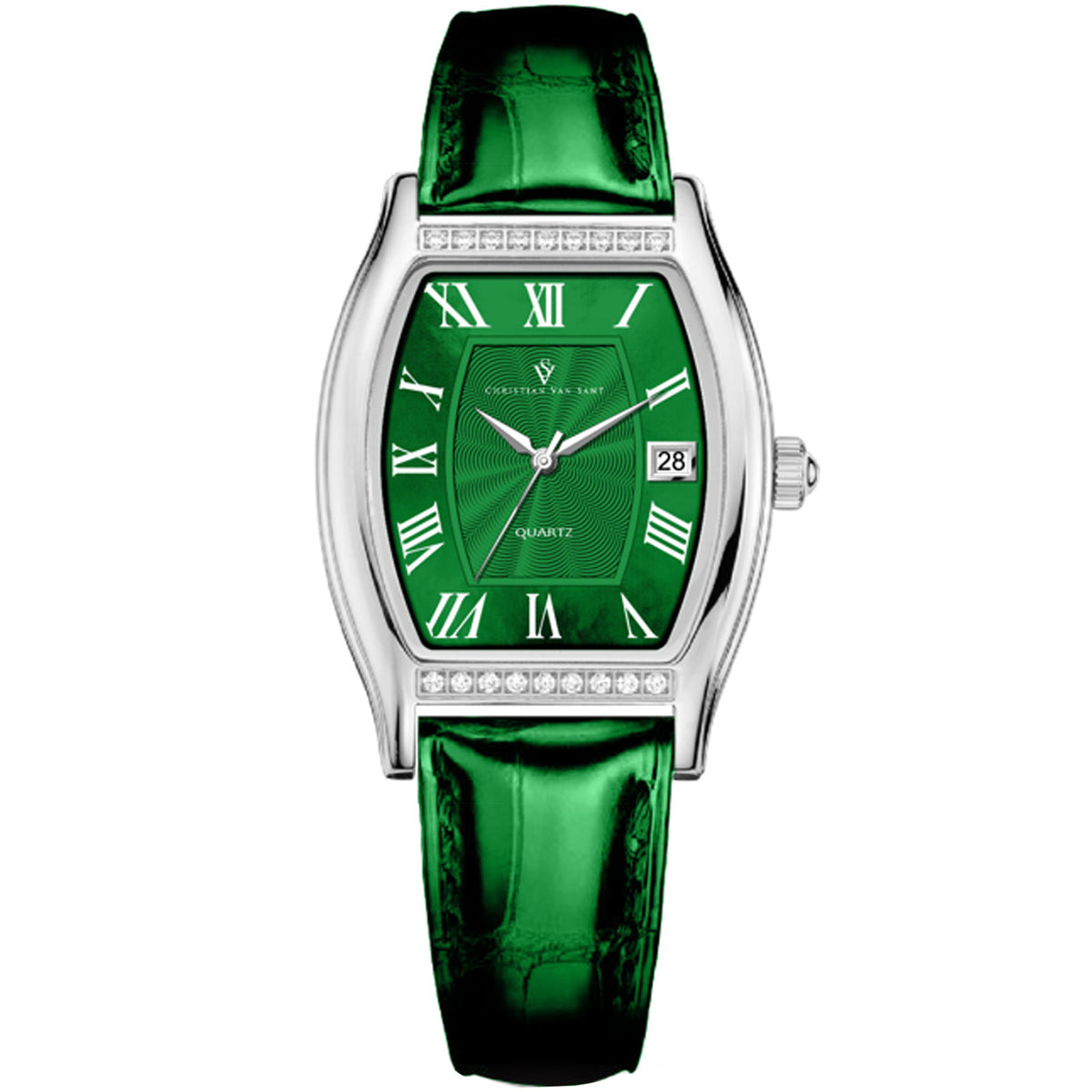 Christian Van Sant Women's Gemma Watch 34mm Green Dial Leather Strap