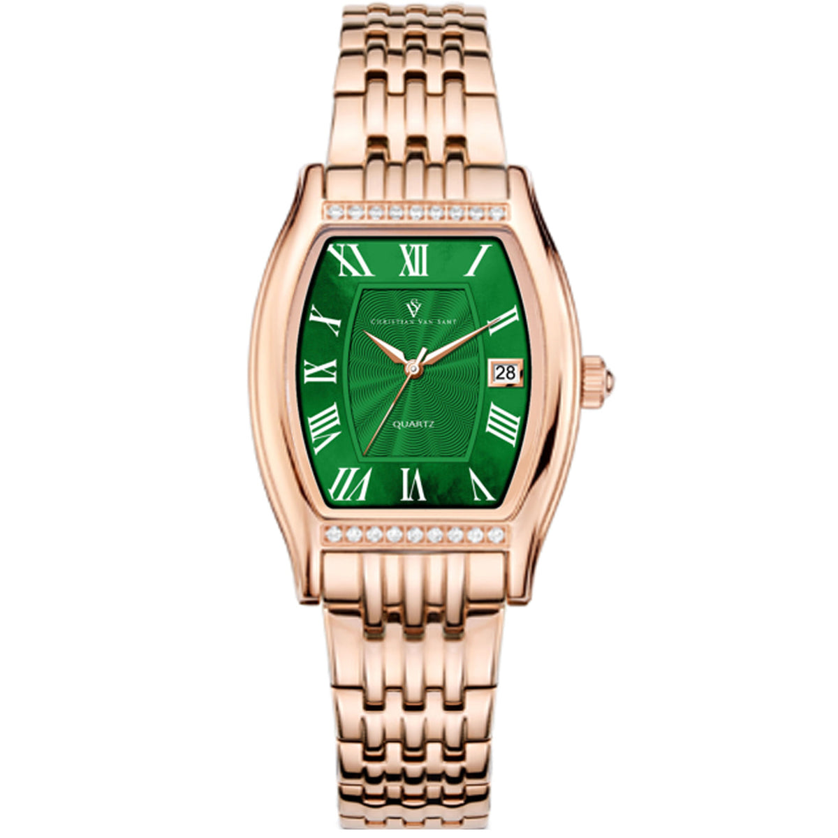 Christian Van Sant Women's Gemma Watch 34mm Green Dial Rose gold Bracelet