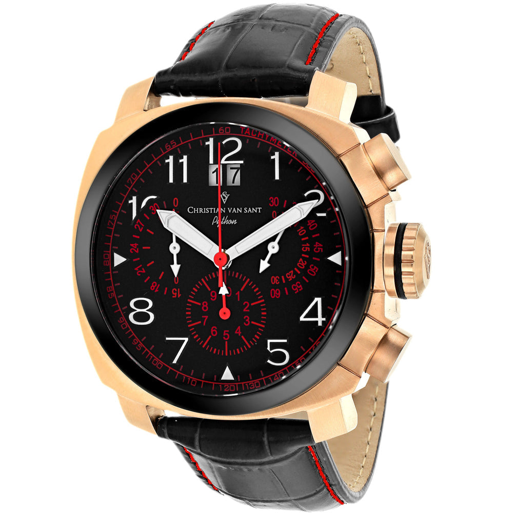 Christian Van Sant Men's Grand Python Watch 50mm Black Dial Leather Strap (Ref. CV3AU8)