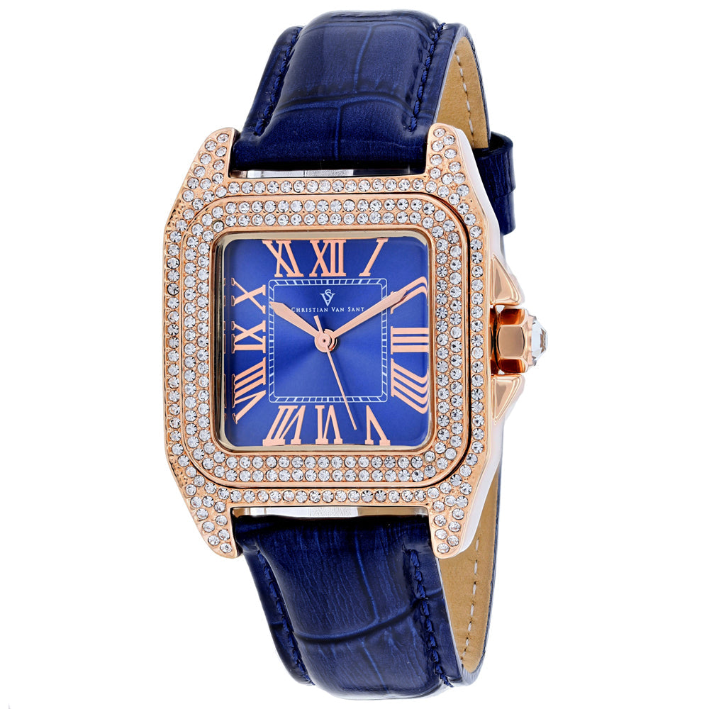 Christian Van Sant Women's Radieuse Watch 29mm Blue Dial Leather Strap
