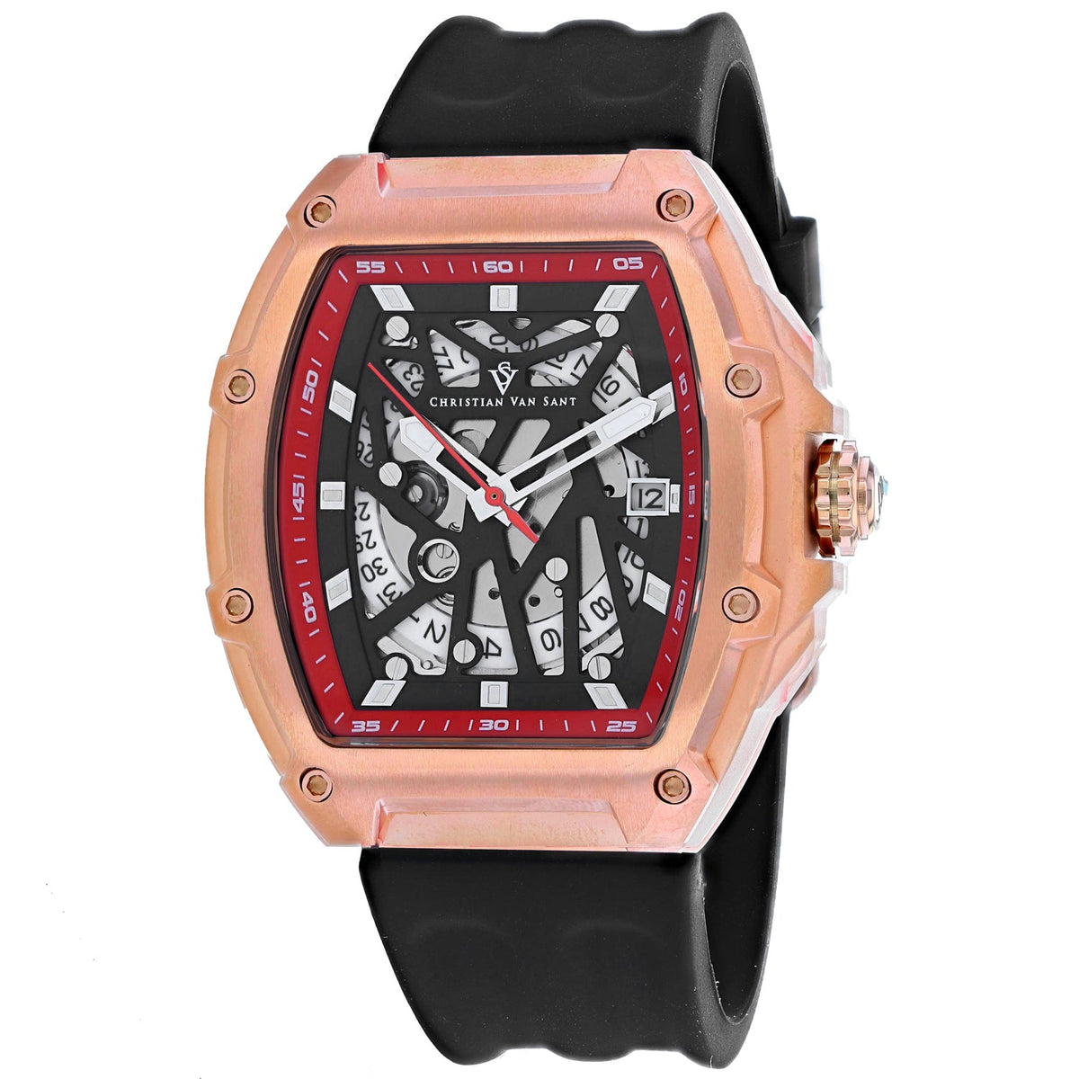 Christian Van Sant Men's Odyssey Watch 50mm Black Dial Rubber Strap (Ref. CV6194B)