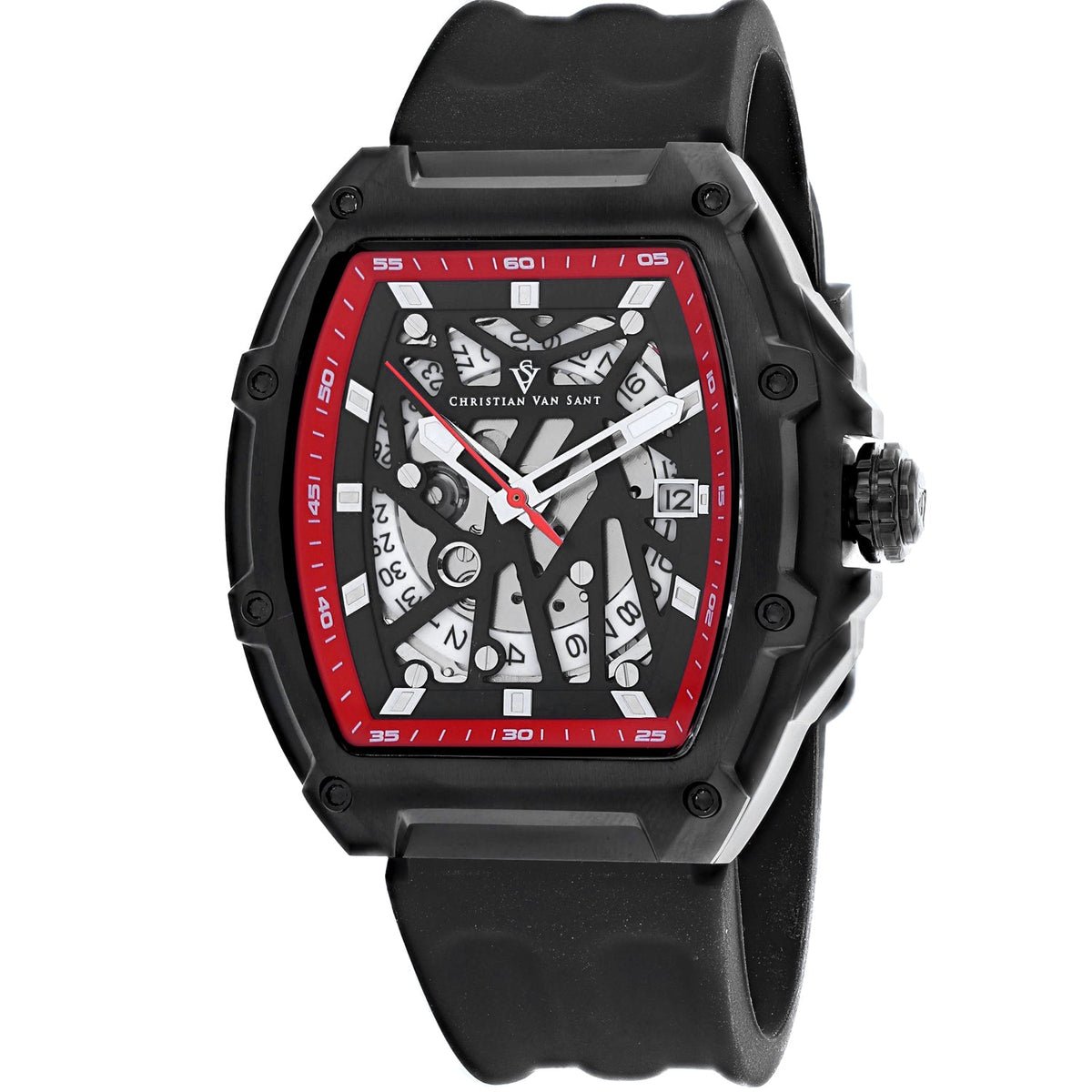 Christian Van Sant Men's Odyssey Watch 50mm Black Dial Rubber Strap (Ref. CV6197B)