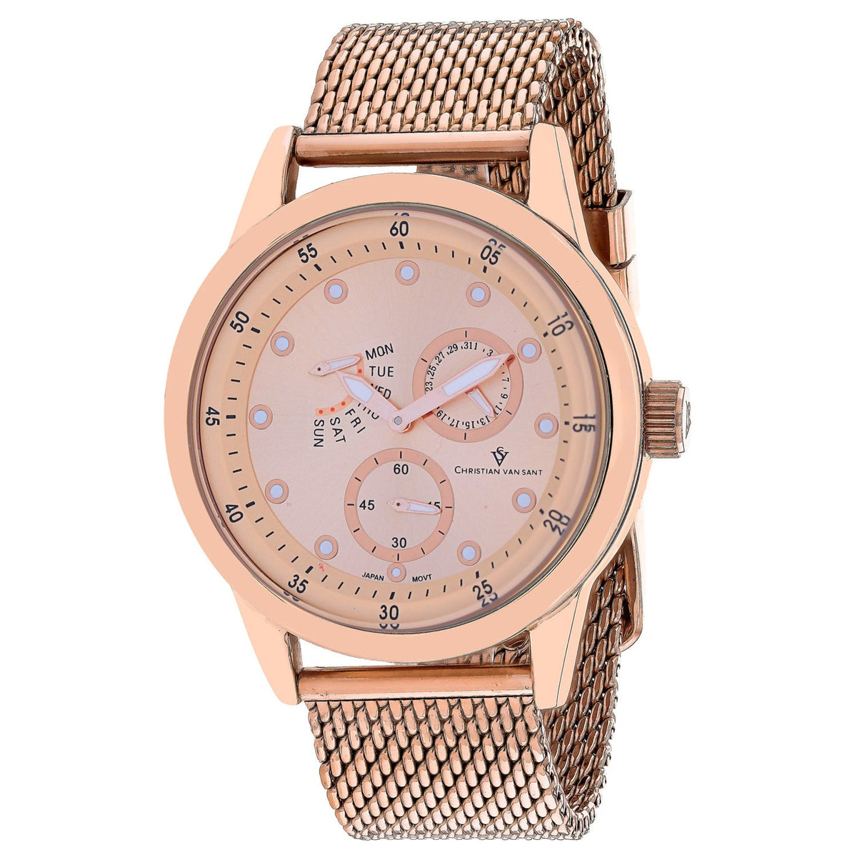 Christian Van Sant Men's Rio Watch 44mm Rose gold Dial Bracelet