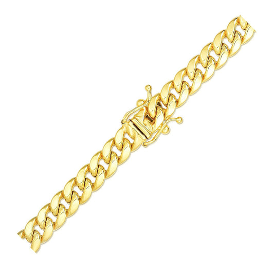Pulsera semirrígida cubana Miami de oro amarillo de 14k y 6,1mm