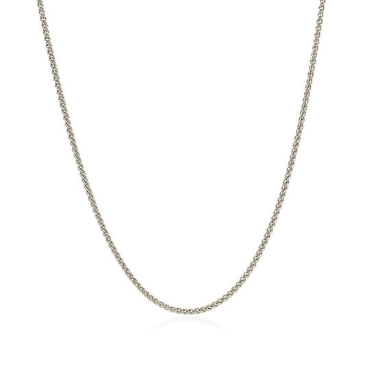 Cadena redonda de trigo de oro blanco de 18k 1,4mm