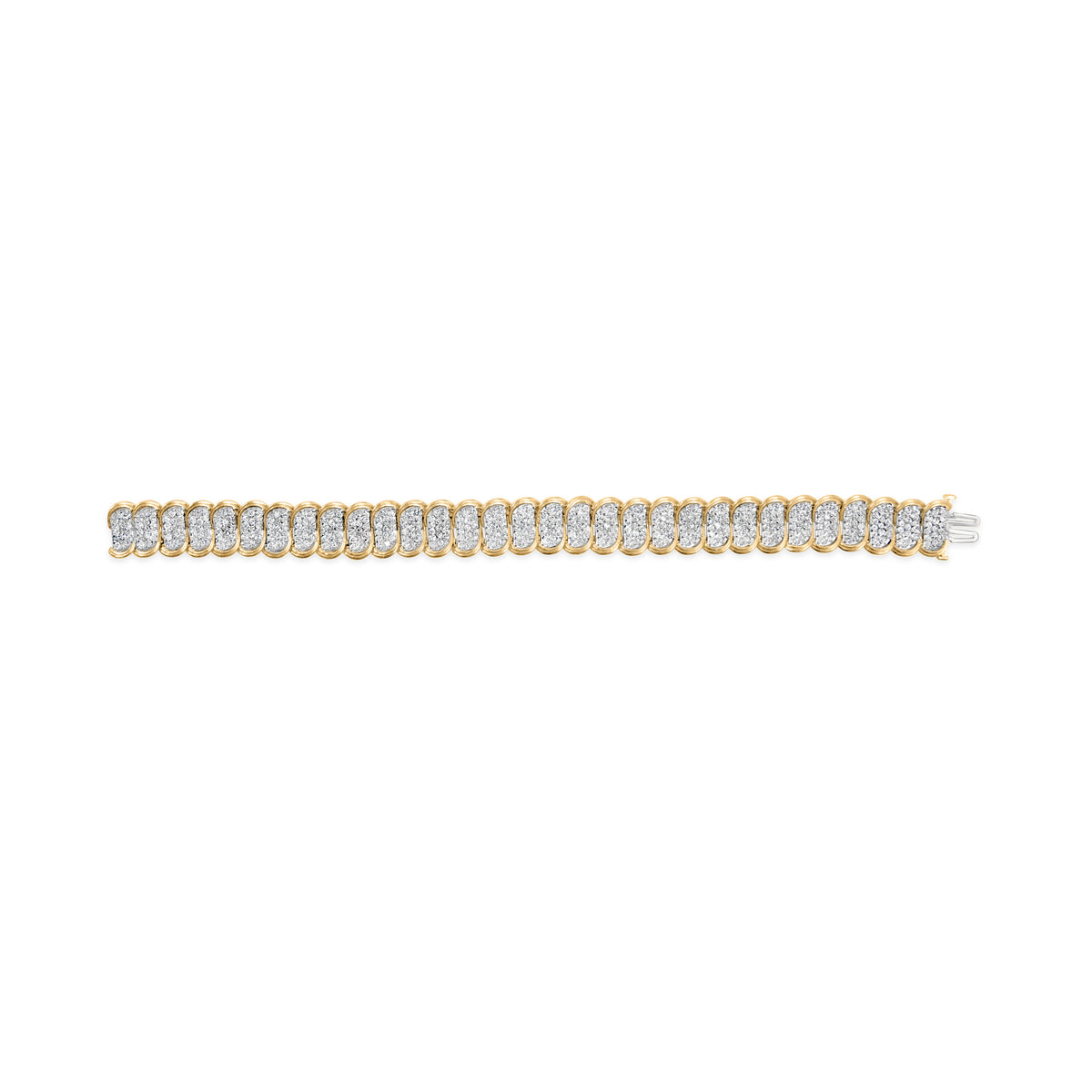 10k Yellow Gold 5.00 Cttw Diamond Oval Banded Link Bracelet (I-J Color, I1-I2 Clarity) - 7" Inches