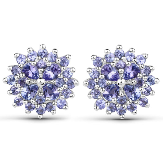2.52 Carat Genuine Tanzanite .925 Sterling Silver Earrings - view 2