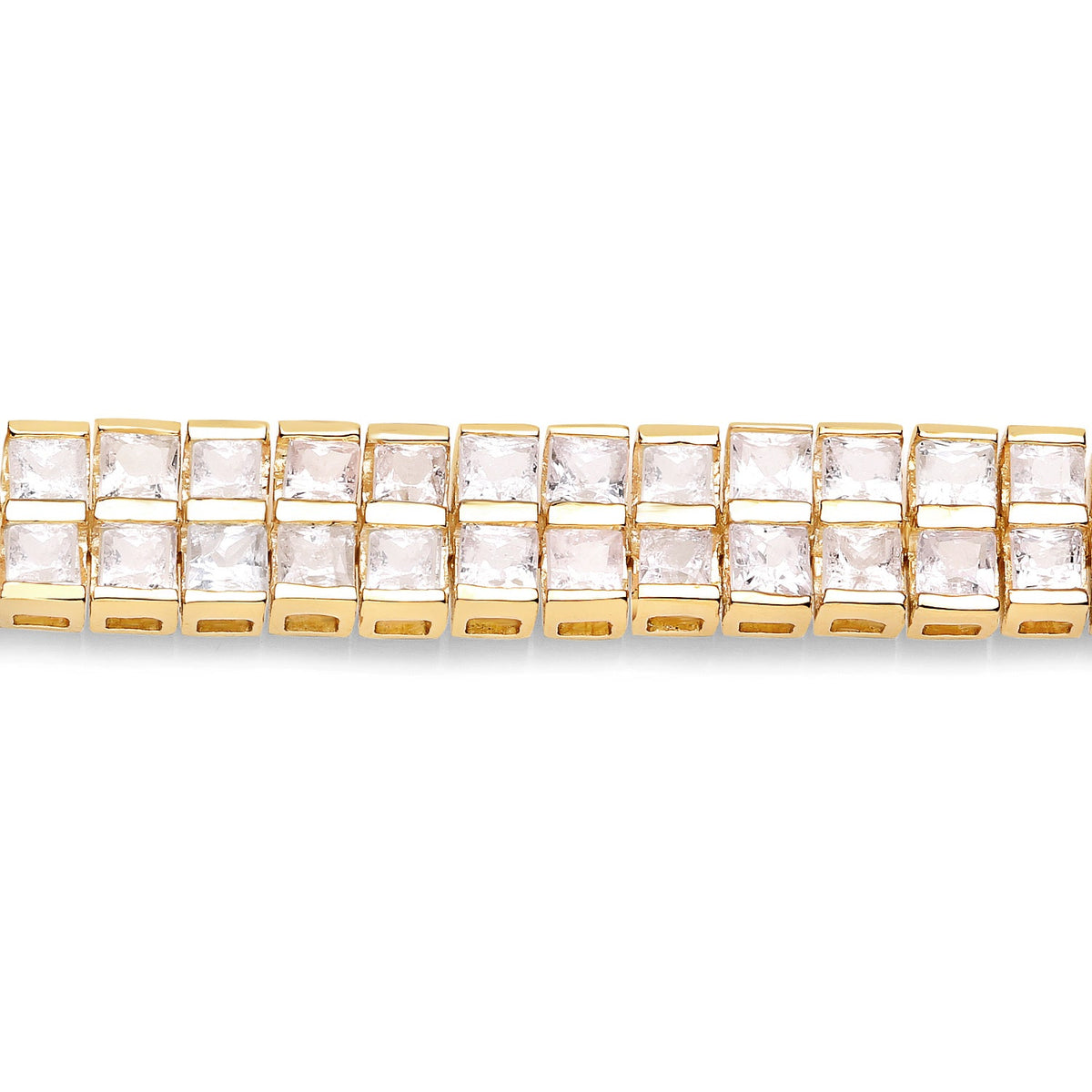 Pulsera de Plata Esterlina .925 con Zafiro Azul Genuino de 9.52 Quilates y Zafiros Blancos, Enchapada en Oro Amarillo de 14K