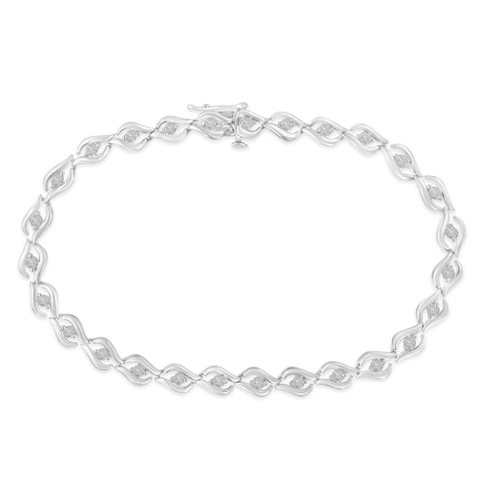 .925 Sterling Silver 1/2 Cttw Rose Cut Diamond Almond Shape Link Tennis Bracelet (I-J Color, I3 Clarity) - 7â€Â