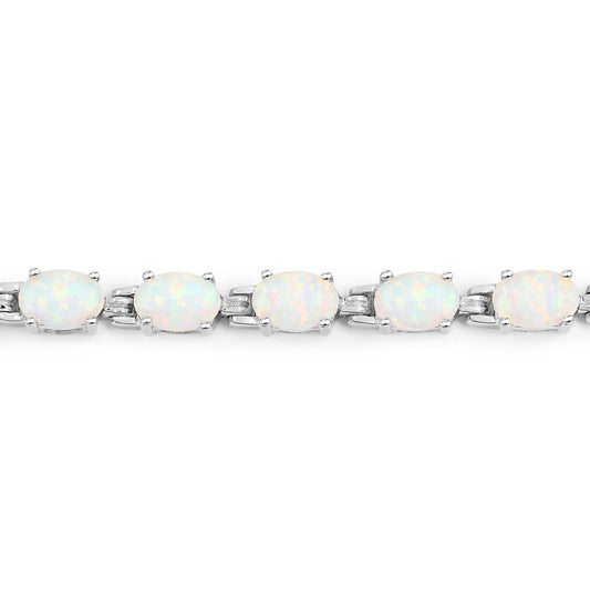 Brazalete de plata de ley .925 con ópalo creado genuino de 3.50 quilates