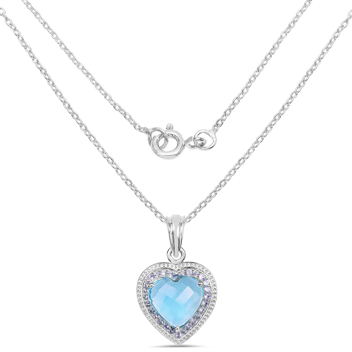 Dije de plata esterlina .925 con topacio azul genuino de 7,36 quilates y tanzanita
