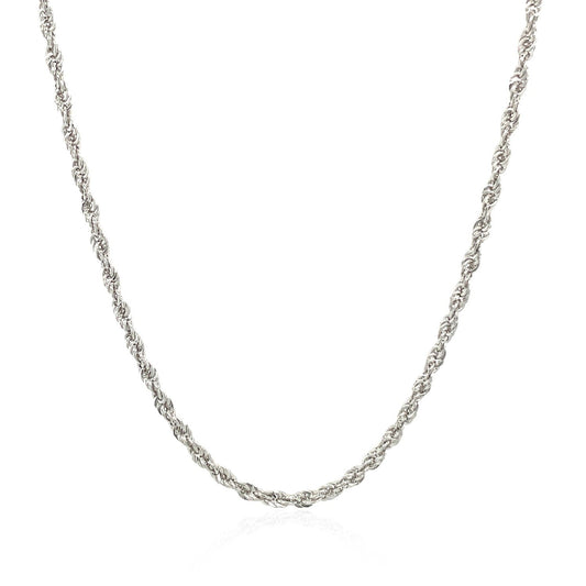 Cadena de cuerda ligera de oro blanco de 14k de 2.0mm