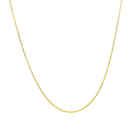 Cadena de eslabones tipo cable con corte de diamante de oro amarillo de 14k y 0,7 mm