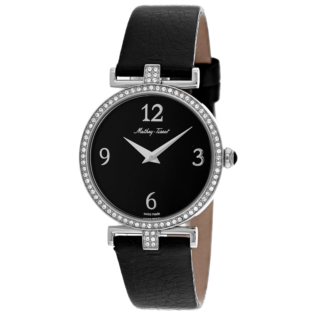 Mathey Tissot Women's Gaia Watch 34mm Black Dial Leather Strap (Ref. D587QAN)