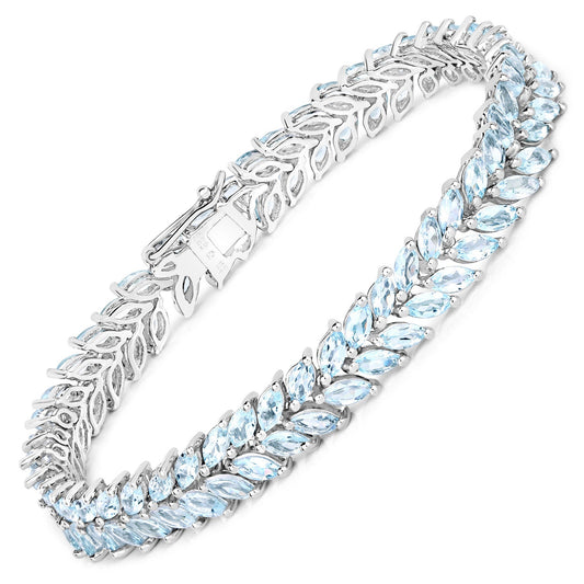 Pulsera de plata de ley .925 con topacio azul genuino de 15.04 quilates