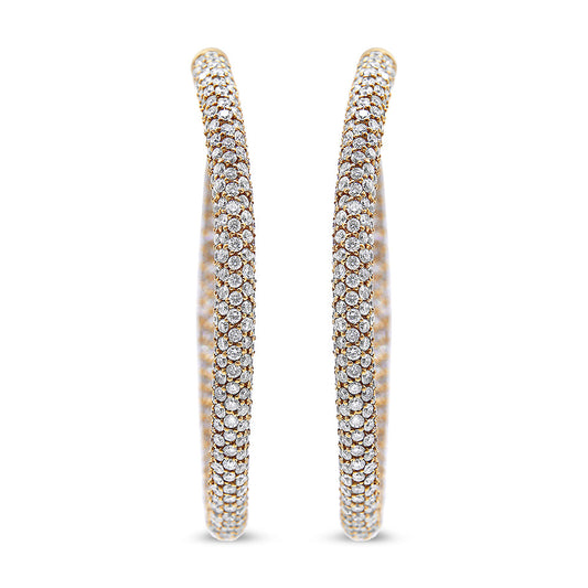Pendientes de aro de eternidad (diamantes por dentro y por fuera) de oro rosa de 18 quilates con pavé de 6,90 quilates (color F-G, claridad VS1-VS2)