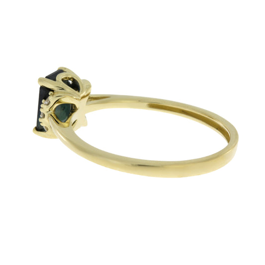 Anillo de zafiro y diamante de 1,38 qt en oro amarillo de 14 K
