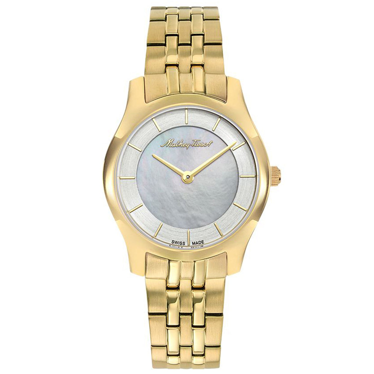Mathey Tissot Women's Tacy Watch 32mm Mother of Pearl Dial Gold Bracelet