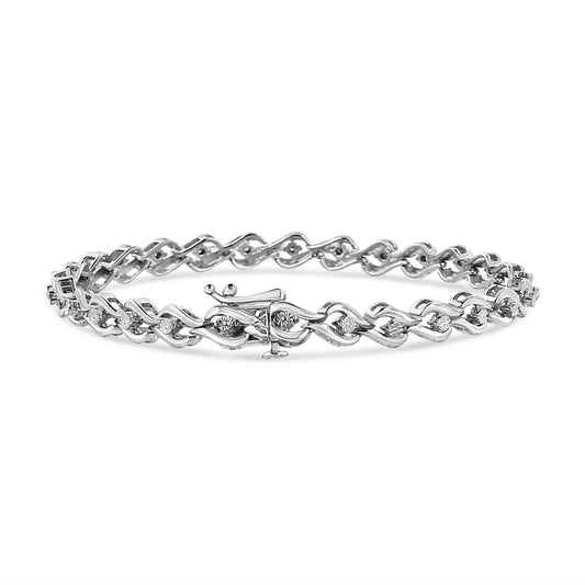 Pulsera Links of Flame de Plata de Ley .925 con Diamantes de Talla Redonda de 1/10 Cttw (Color I-J, I3) - 7.25"