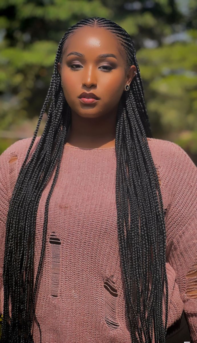 36" Cornrow & Knotless Box Braids Wig | Tribal Braids | Full Lace Front | Faux Locs Accents Luxegan