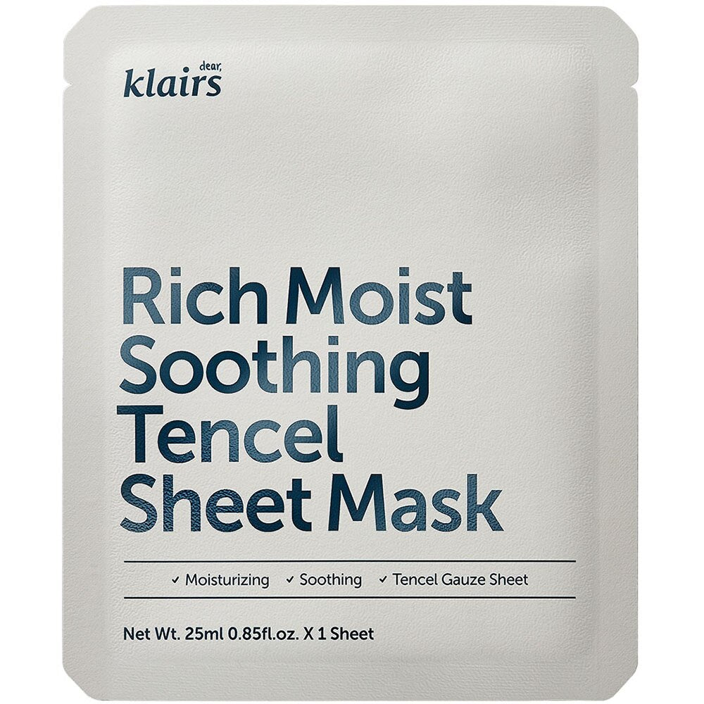 Dear Klairs, Rich Moist Soothing Tencel, Moisturizing, Sheet Mask, For Face, 25 ml