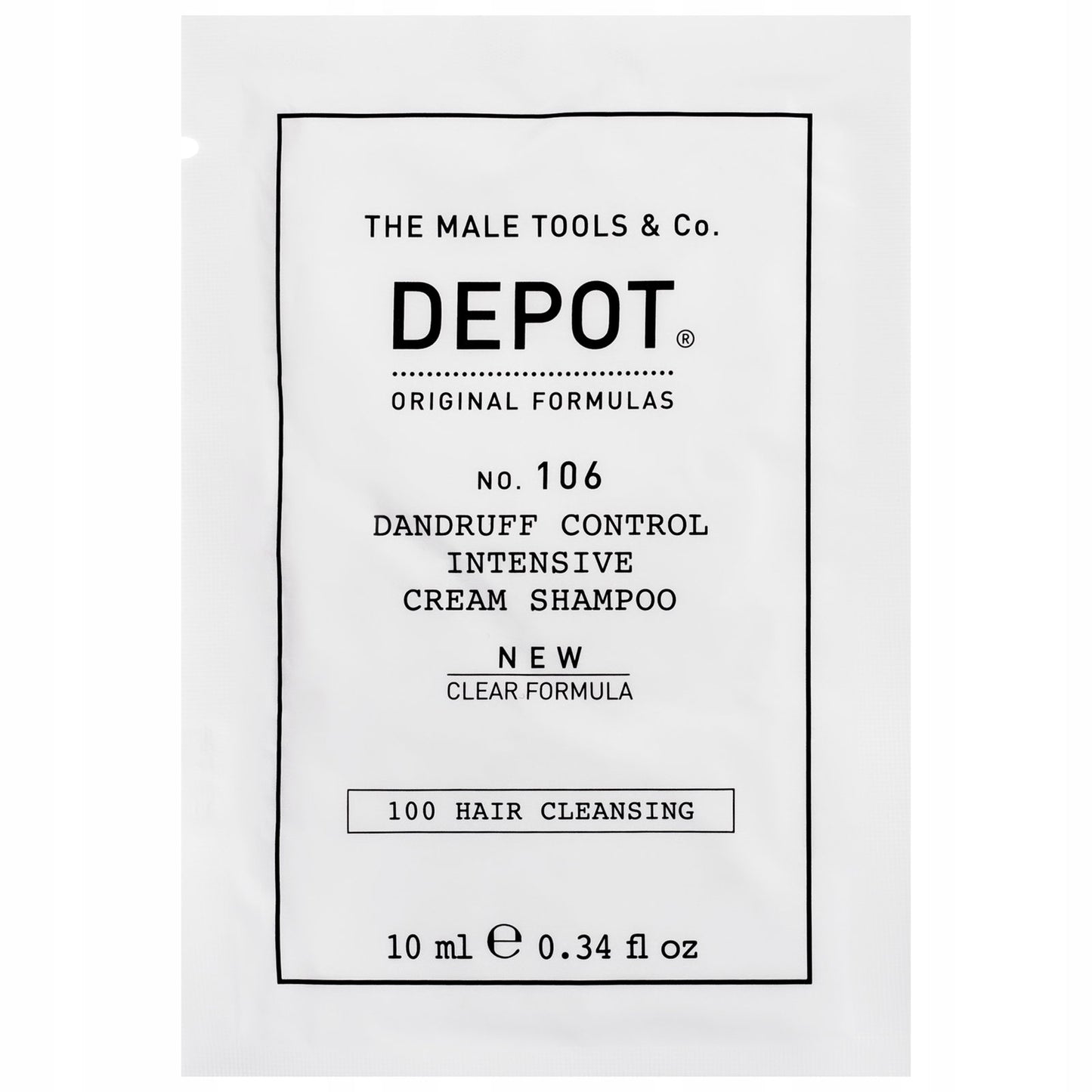 Depot, 100 Hair Cleansing No. 106 Clear Formula, Pro-Vitamin B5, Hair Shampoo, Anti-Dandruff, 10 ml