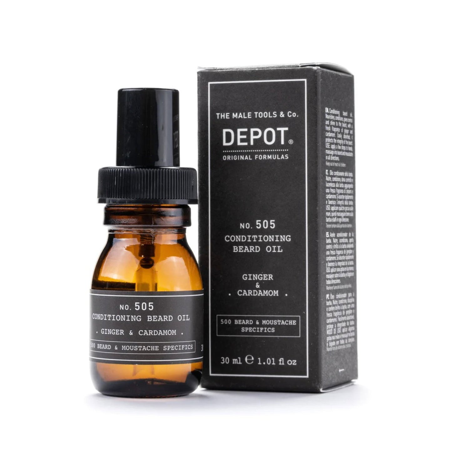 Depot, 500 Beard & Mustache Specifics No. 505, Beard Oil, Ginger & Cardamom, For Shine & Softness, 30 ml
