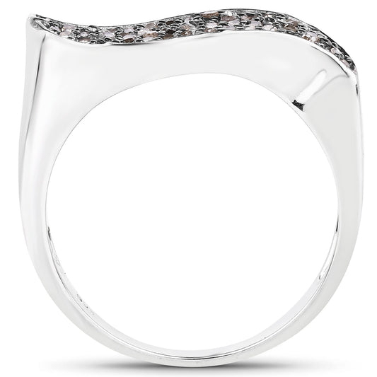 Anillo de plata de ley .925 con diamante de champaña genuino de 0,21 quilates