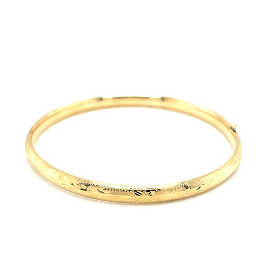 10k Yellow Gold Botanical Pattern Florentine Bangle