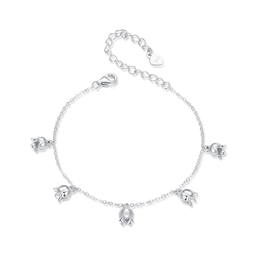 925 Sterling Silver Plated White Gold 12x41mm Pendant Bracelet