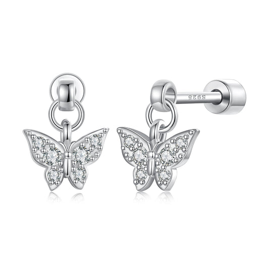 925 Sterling Silver White Gold Plated Earrings with CZ