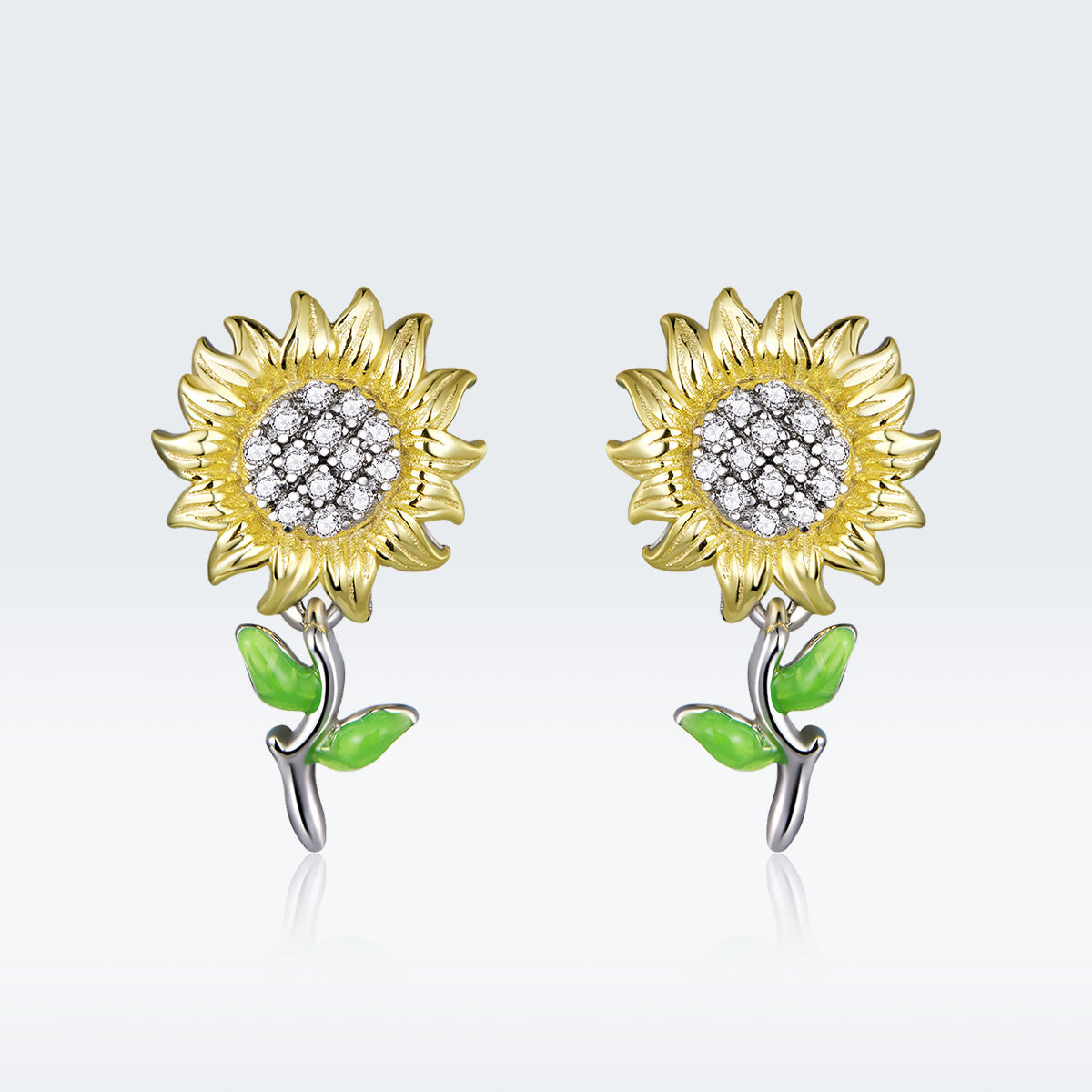 925 Sterling Silver Plated Gold Earrings with Enamel Process