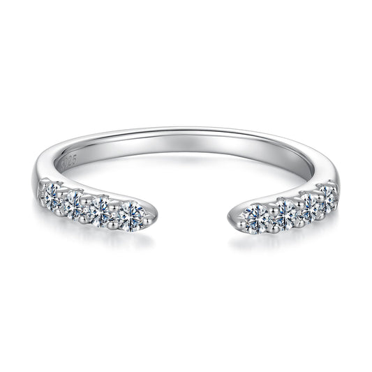 925 Sterling Silver White Gold Plated Size E Moissanite Ring for Women