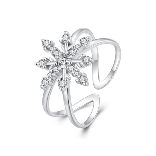 925 Sterling Silver Platinum Plated Pavé Set CZ Ring for Women