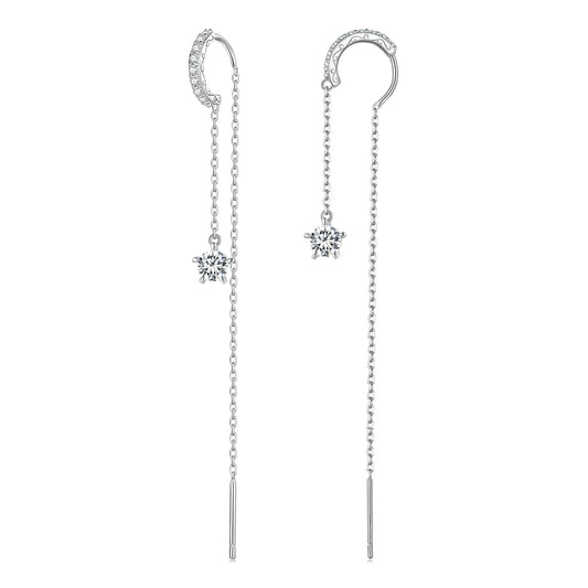 925 Sterling Silver Earrings with Pavé Setting CZ, 76*6mm - view 2