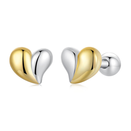 925 Sterling Silver & Plated Gold Earrings for Women - 0.5*0.6cm - view 2