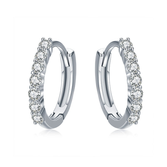 925 Sterling Silver Earrings with Pavé Setting CZ, Size 1.2*0.2cm for Women