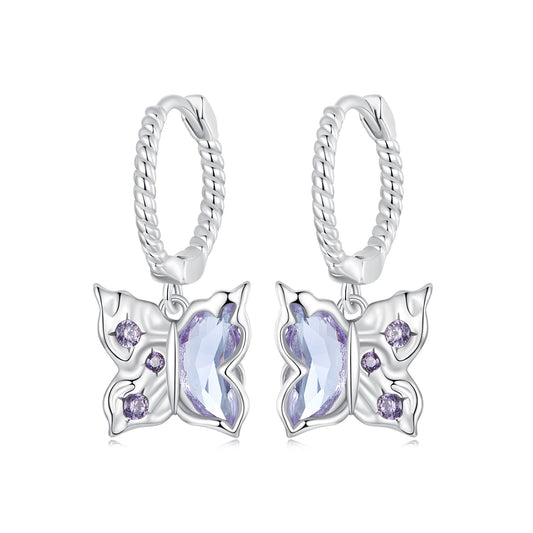 925 Sterling Silver Earrings with Pavé Setting CZ and Transparent Glass for Women - view 2