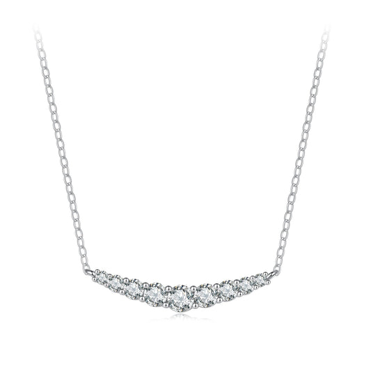 925 Sterling Silver 38+5cm White Gold Plated Moissanite Necklace for Women
