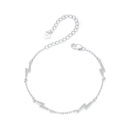 925 Sterling Silver Pave Setting CZ Bracelet with White Gold Plating