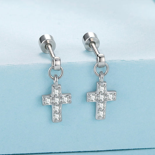 925 Sterling Silver White Gold Plated Pavé Setting CZ Earrings for Women